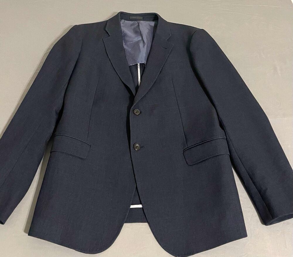 Armani Collezioni Mens 40R EU 50 Navy Polyester Blazer Sport Coat Travel Knit